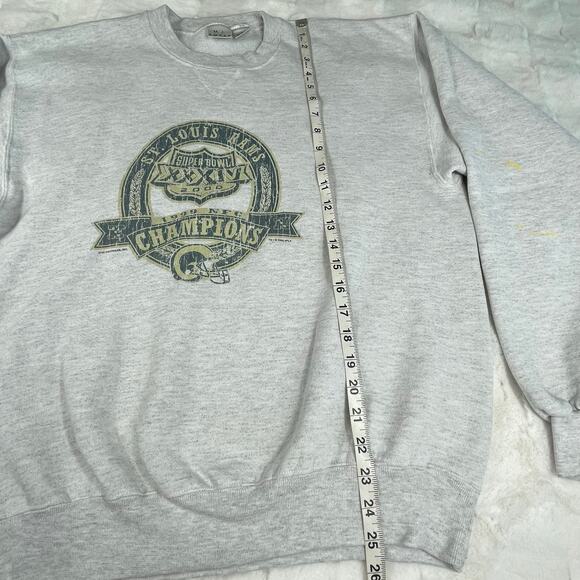 🔥Vintage St Louis Rams 1999 NFC Champions 2000 Super Bowl Sweatshirt Sz Large - Picture 10 of 14